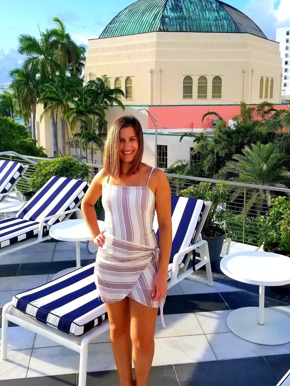 Olivaceous Cream & Taupe Striped Tie-Side Mini Skirt